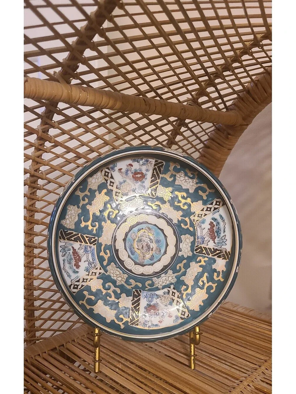 Vintage 1960’s Gold Imari Hand painted Porcelain Rimmed Plate